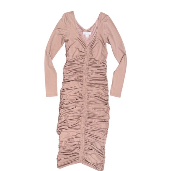 Rachel Parcell Ruched Bodycon Dress in Blush Beige - Picture 7 of 7